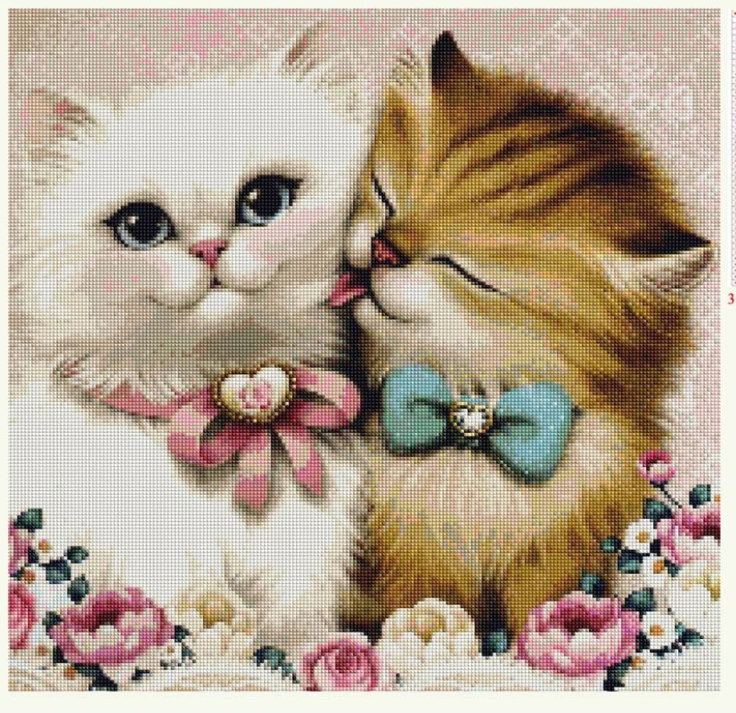 Cute Kittens  Living Room Small  Hand Cross Stitch