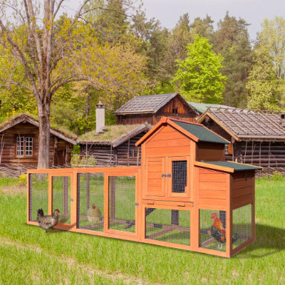 Large Wooden Chicken Coop, Outdoor Chicken Coop With Nest Box, Barbed Wire Poultry Cage