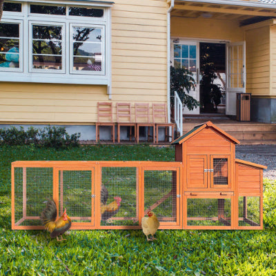 Large Wooden Chicken Coop, Outdoor Chicken Coop With Nest Box, Barbed Wire Poultry Cage