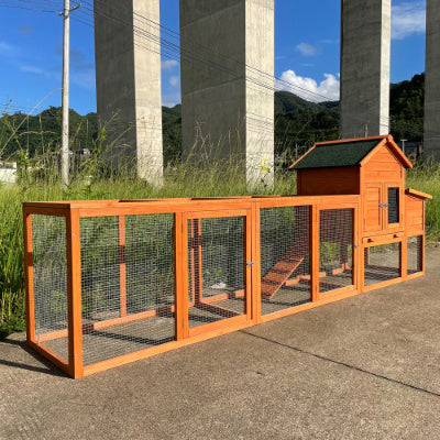 Large Wooden Chicken Coop, Outdoor Chicken Coop With Nest Box, Barbed Wire Poultry Cage