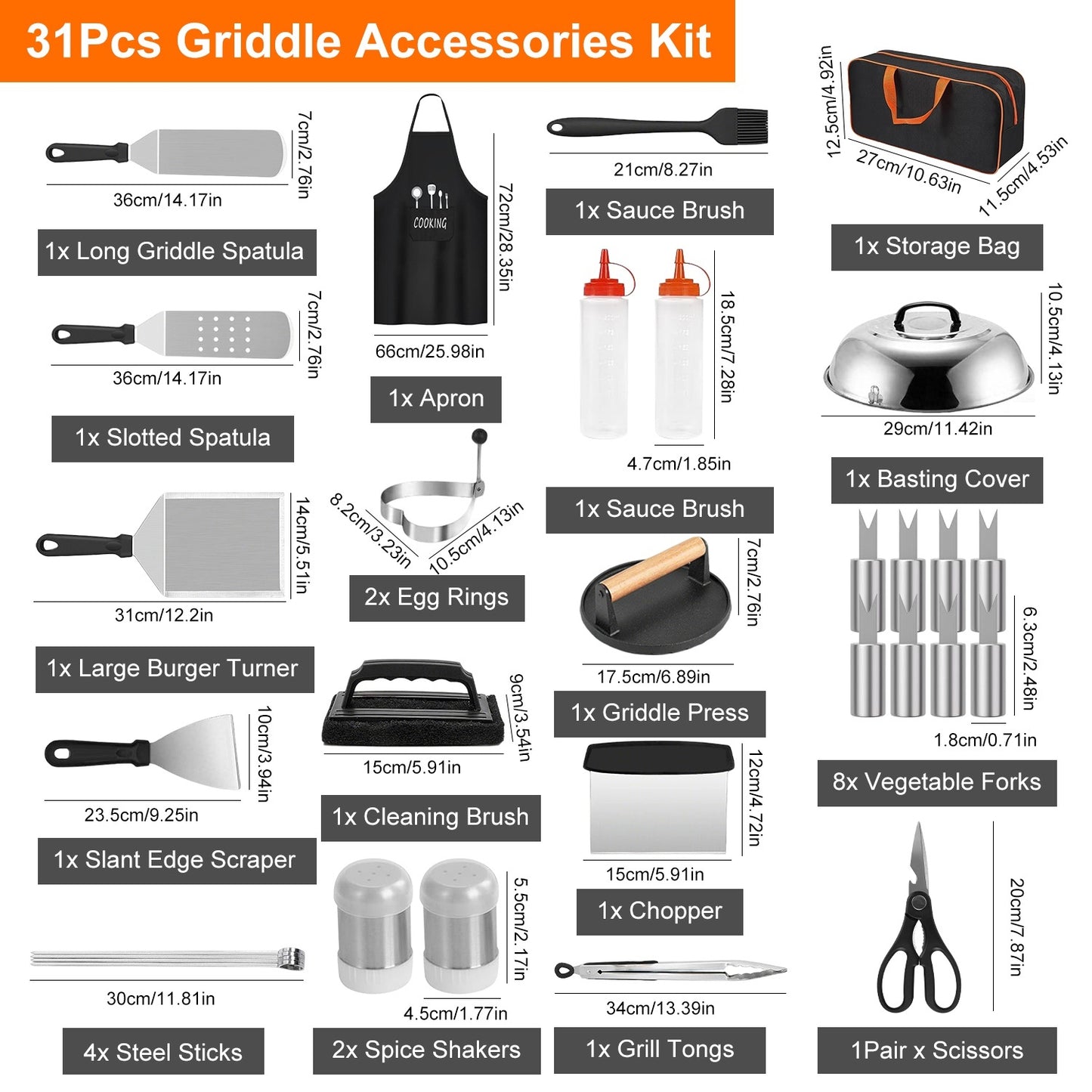 31-Piece Griddle Accessory Kit for Camp Chef and Flat Top Grills