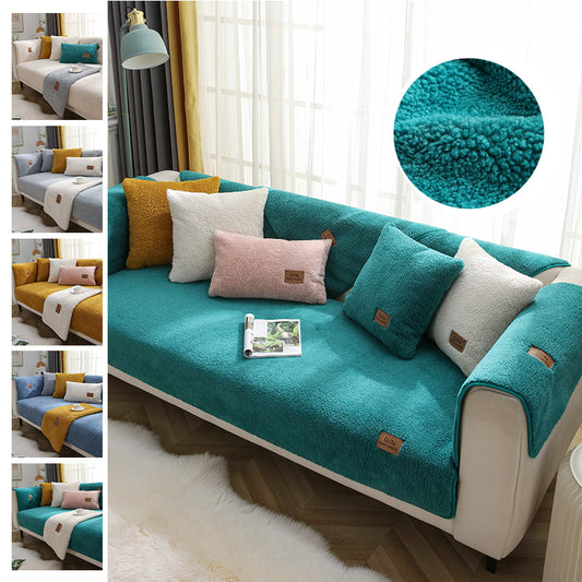 Modern Wool-Feel Sofa Blanket – Plush, Anti-Slip Couch Cover
