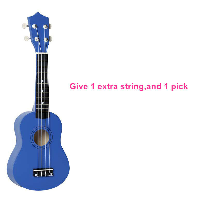 A wooden guitar for children.