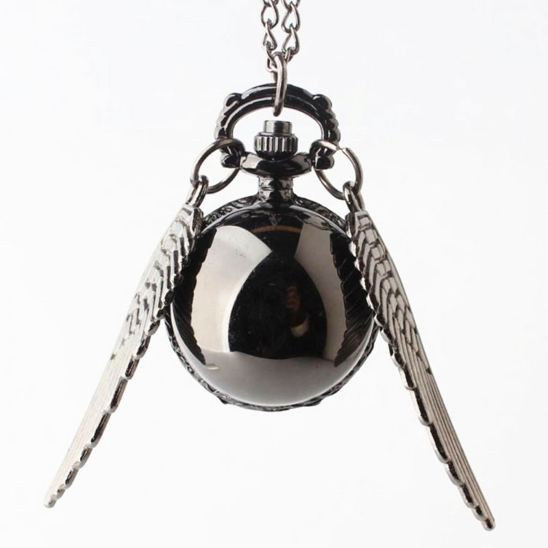 Harry Potter Golden Snitch Necklace - Quidditch Pocket Watch Pendant for Fans