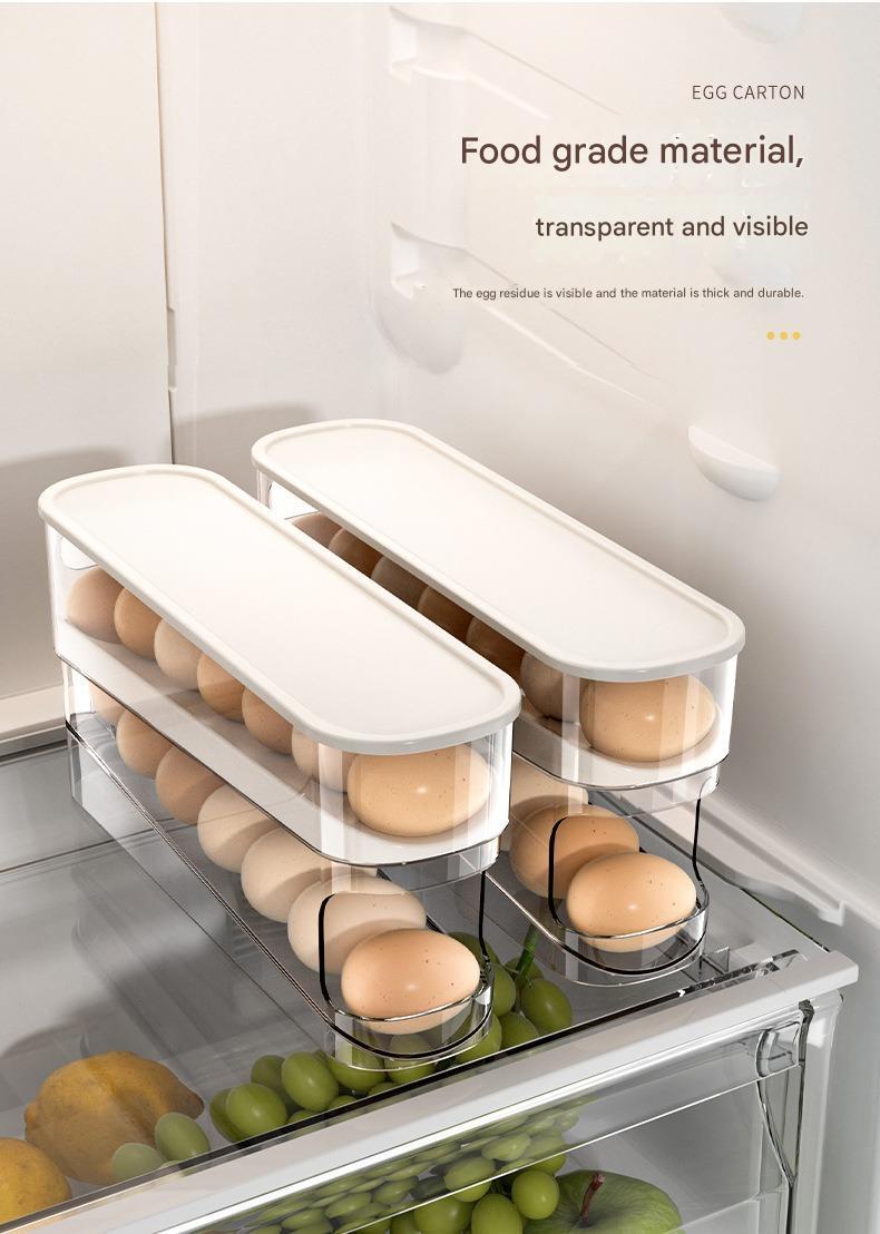 Slide-Out Egg Tray Refrigerator Side Door Automatic Egg Dispenser Kitchen Countertop Egg Storage