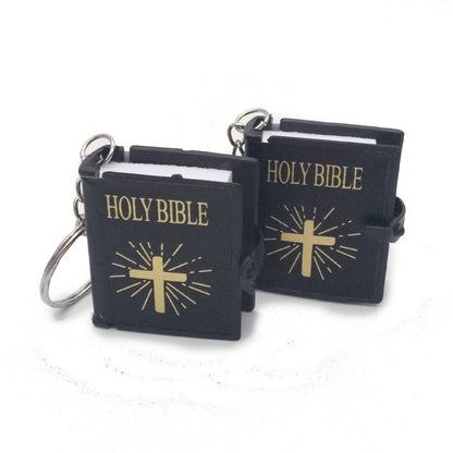 Mini English HOLY BIBLE Key Chains Real Paper Readable Bible Christian Keyrings Car Key Chains