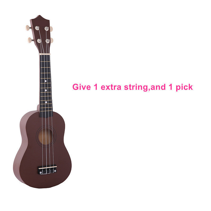 A wooden guitar for children.