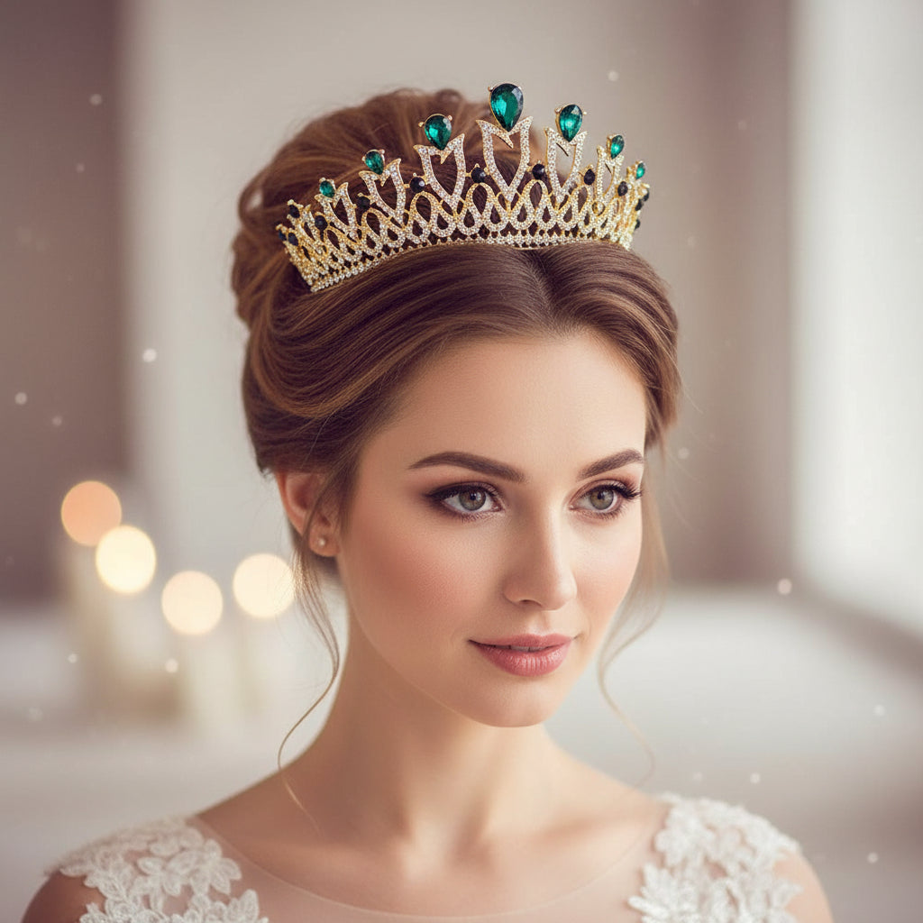 Princess Rhinestone Bridal Headdress – Korean Multicolor Wedding Crown