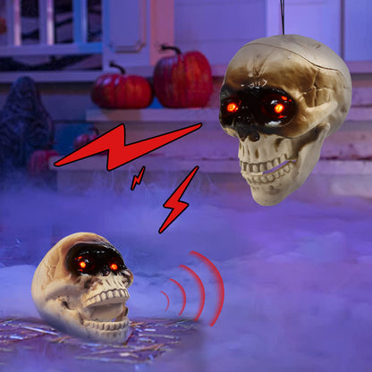 Animated Floating Skeleton Decorations Realistic Halloween Skull Head Halloween Decorations Scary Sound Spooky Decoration