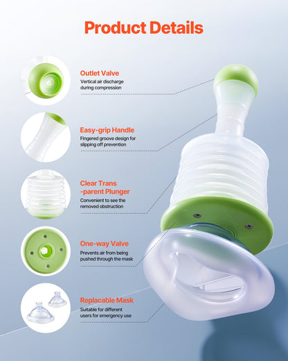 “Family Choking Rescue Device – Portable Airway Clear Suction Kit with 3 Masks, Safe & Easy Anti-Choking Aid for All Ages”