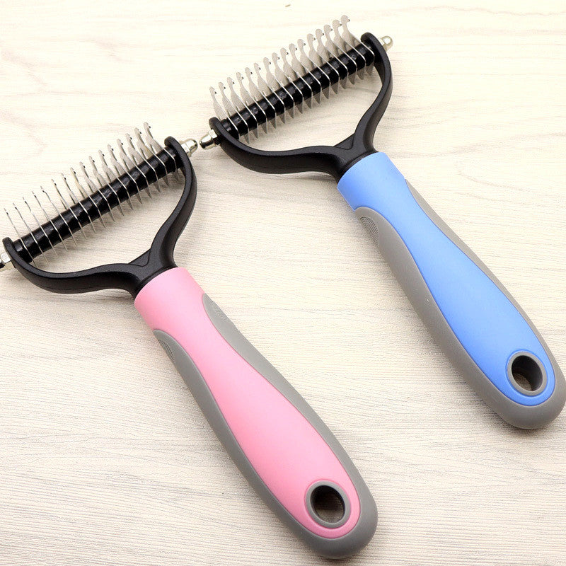 Pet Grooming Comb - Double-Sided Dematting Tool for Long-Haired Dogs