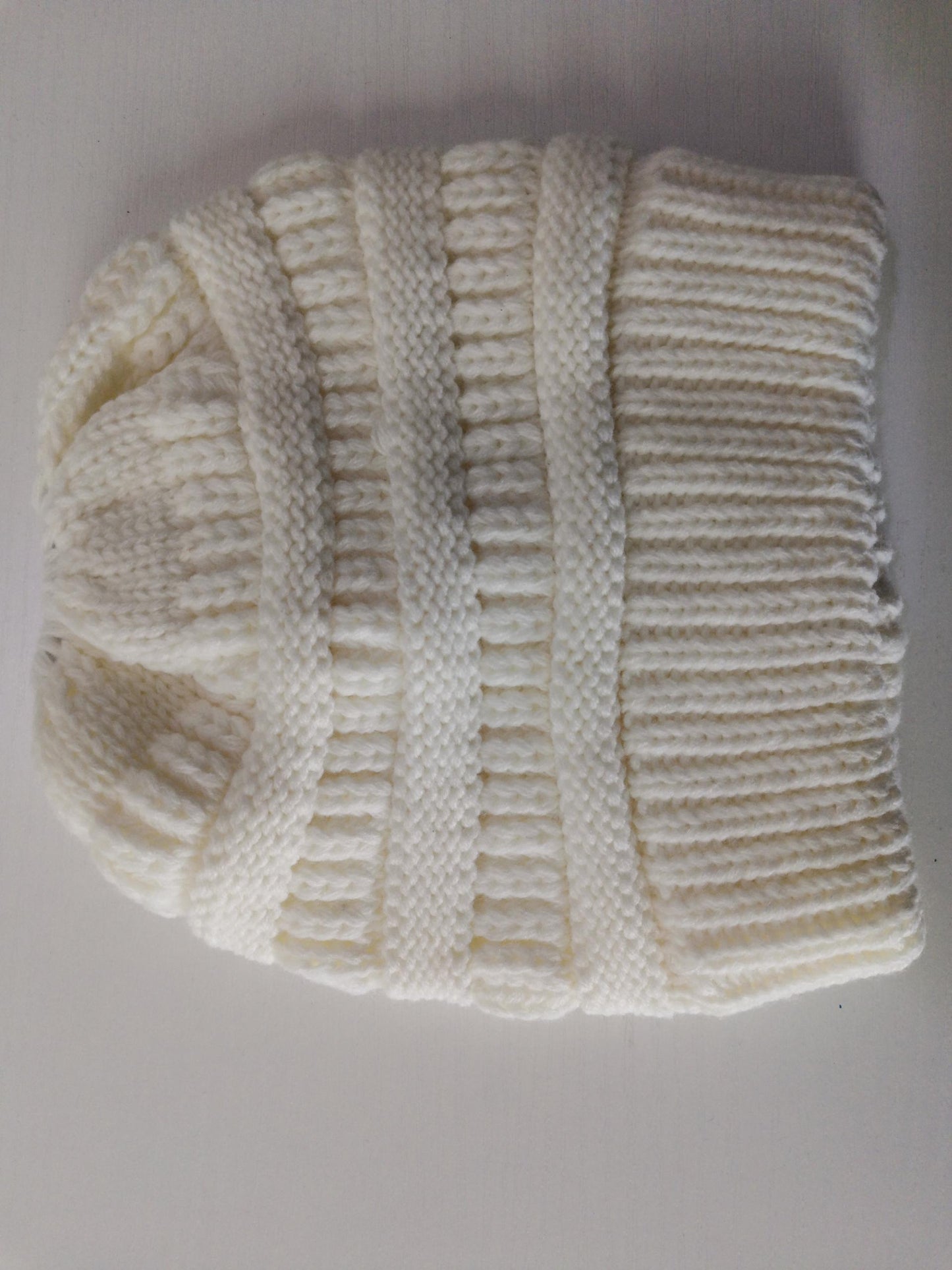Mixed Color Knitted Wool Hat Ladies Ponytail Hat