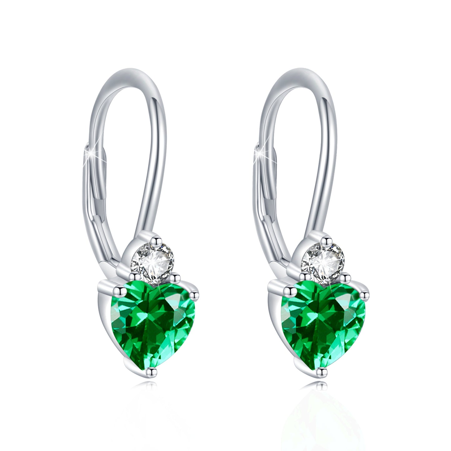 925 Sterling Silver Heart Earrings - Hypoallergenic Zirconia Birthstone Jewelry for Women