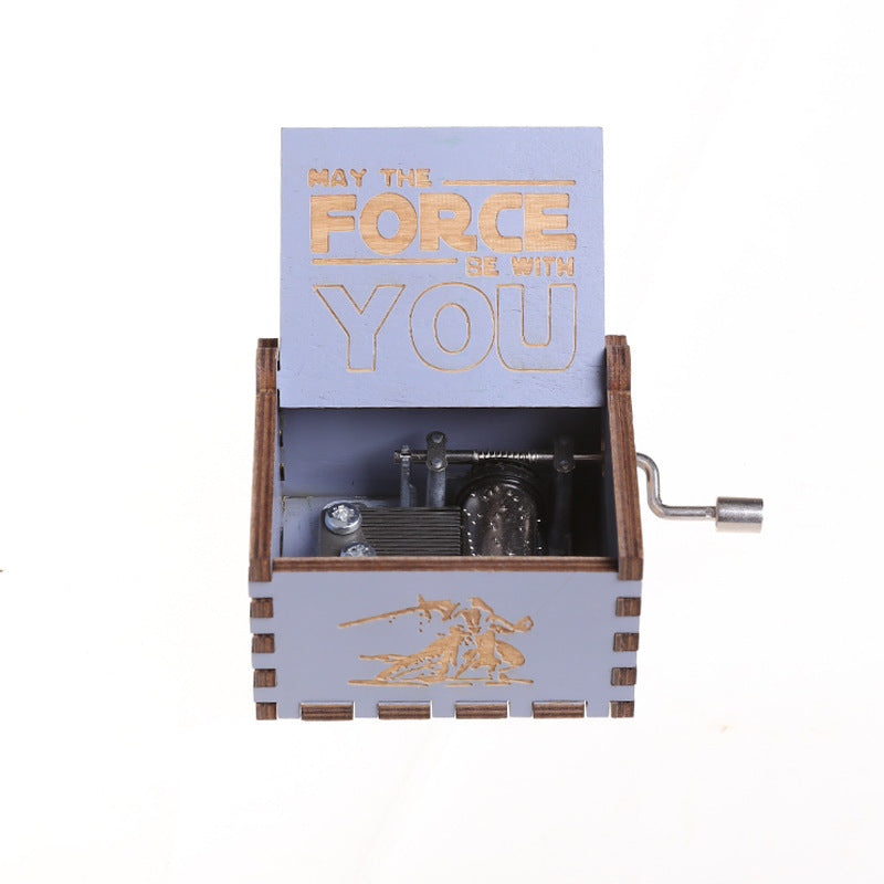 Star Wars Wooden Music Box Classically Carved Hand-cranked Wooden Music Box