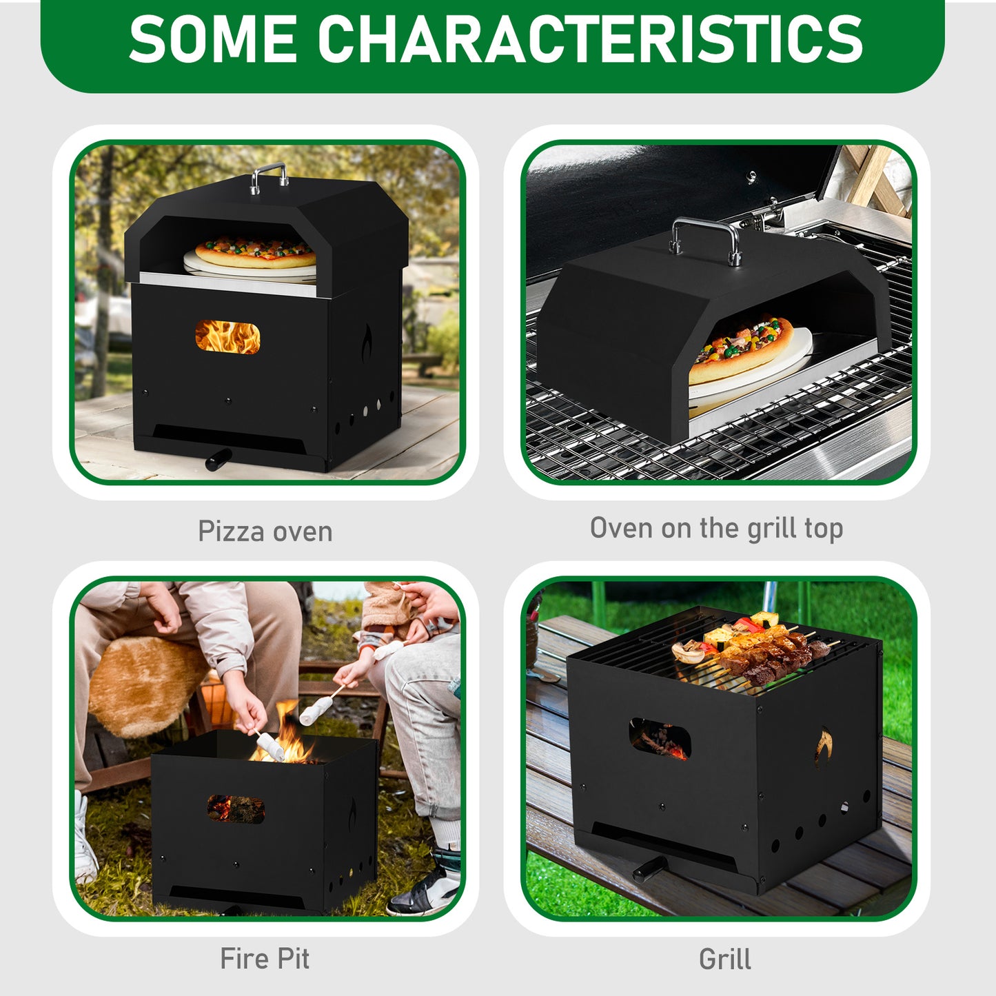 Pizza Oven with Handle, Cast Iron Charcoal Oven.