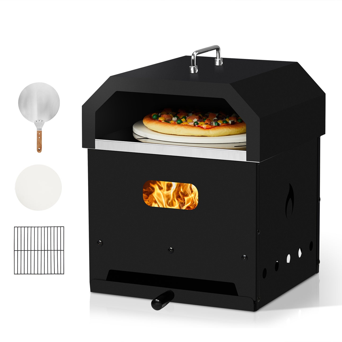 Pizza Oven with Handle, Cast Iron Charcoal Oven.