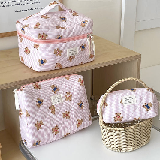 New Striped Bear Makeup Cosmetic Bag