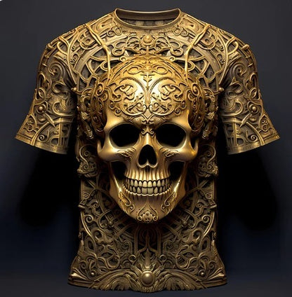 Men's 3D Skull Pattern European Hip Hop Trendy 3D Printed T-shirt