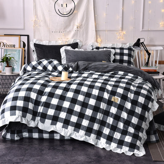 4-Piece Lattice Bed Set – Soft Duvet Cover, Sheets & Pillowcases