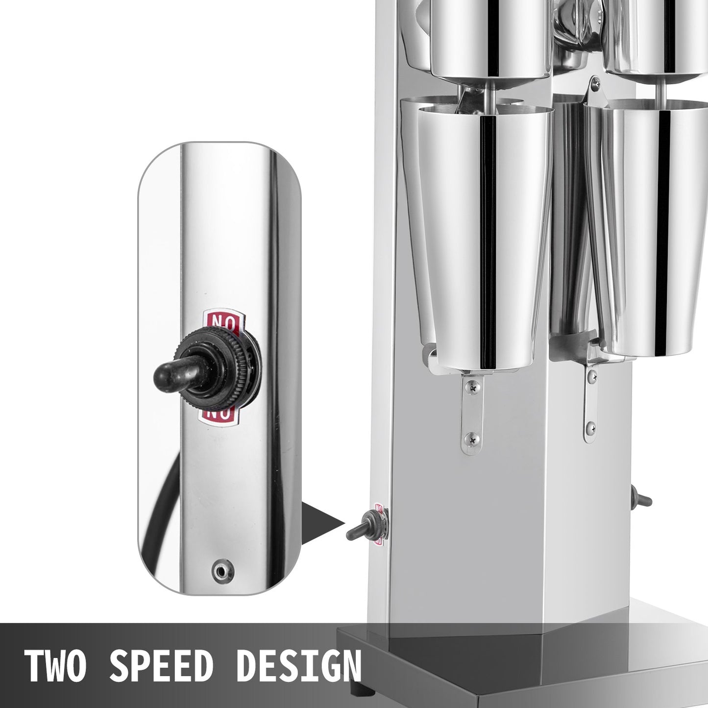 Electric Milkshake Maker Machine - Double Head Stainless Steel Mixer, 180W