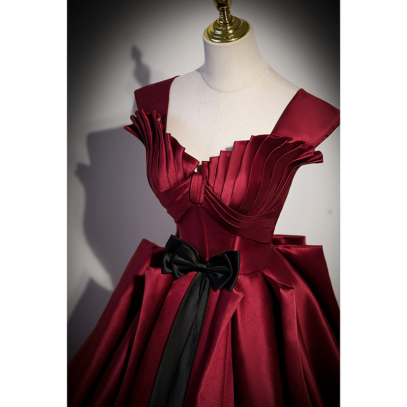 Women's Bride Host Red Dress Satin Wedding Dress