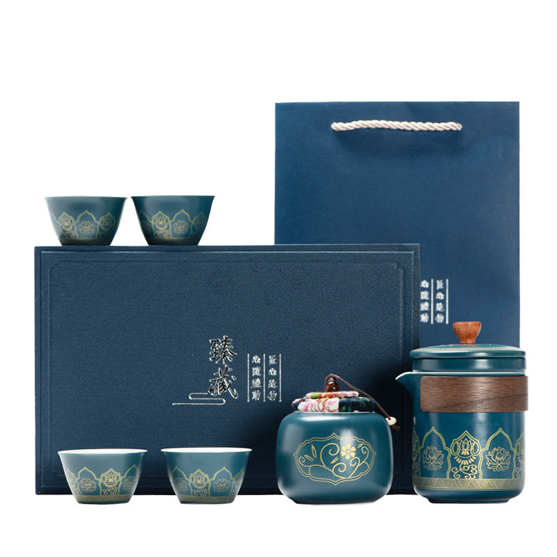 Tea Set Suit Ceramic One Pot Four Cups Gift Box