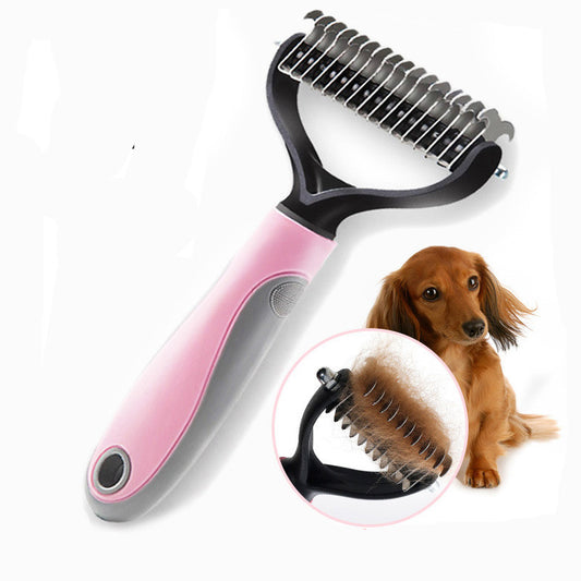 Pet Grooming Comb - Double-Sided Dematting Tool for Long-Haired Dogs
