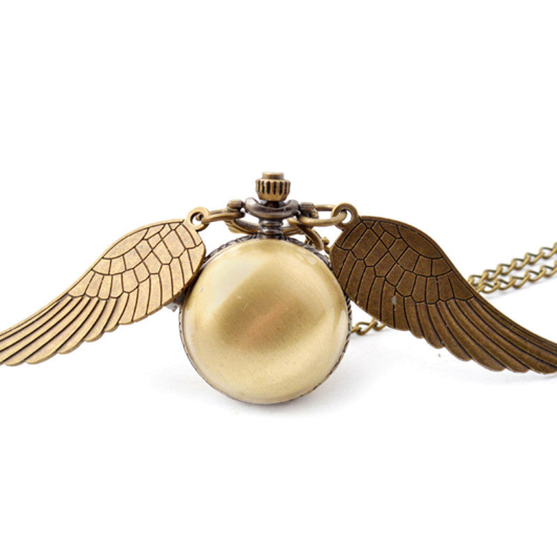 Harry Potter Golden Snitch Necklace - Quidditch Pocket Watch Pendant for Fans