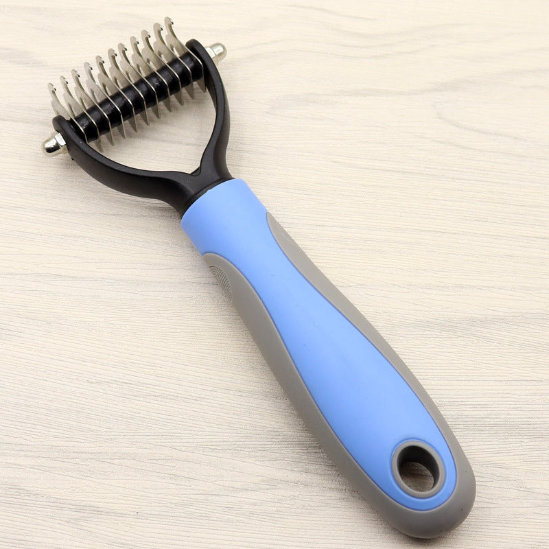 Pet Grooming Comb - Double-Sided Dematting Tool for Long-Haired Dogs