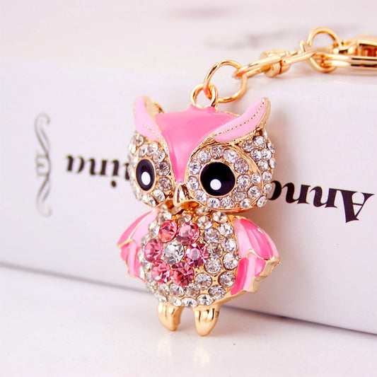 Creative Cartoon Diamond  Owl Car Keychain Pendant