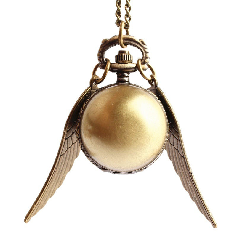 Harry Potter Golden Snitch Necklace - Quidditch Pocket Watch Pendant for Fans