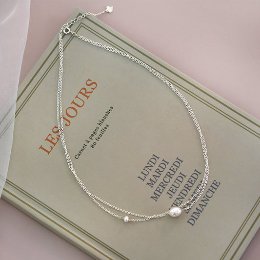 ASHIQI Natural Freshwater Pearl Necklace for Women 925 Sterling Silver Chain Fashion Jewelry Gift