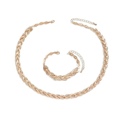 ✨ Women’s Luxury Willow Leaf Diamond Bracelet & Necklace Set – Elegant Jewelry Gift