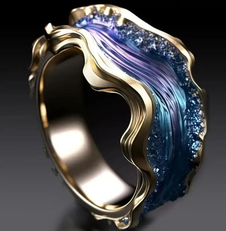 Introducing the Fashion Wave Oil Drop Diamond Inlaid Women's High-end Ring.