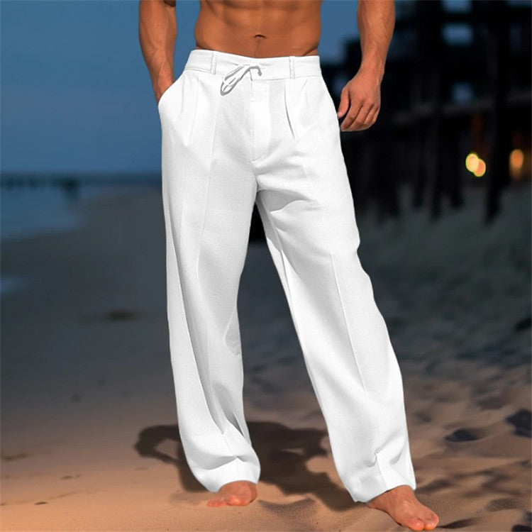 Men's Wide-Leg Drawstring Pants with Pockets