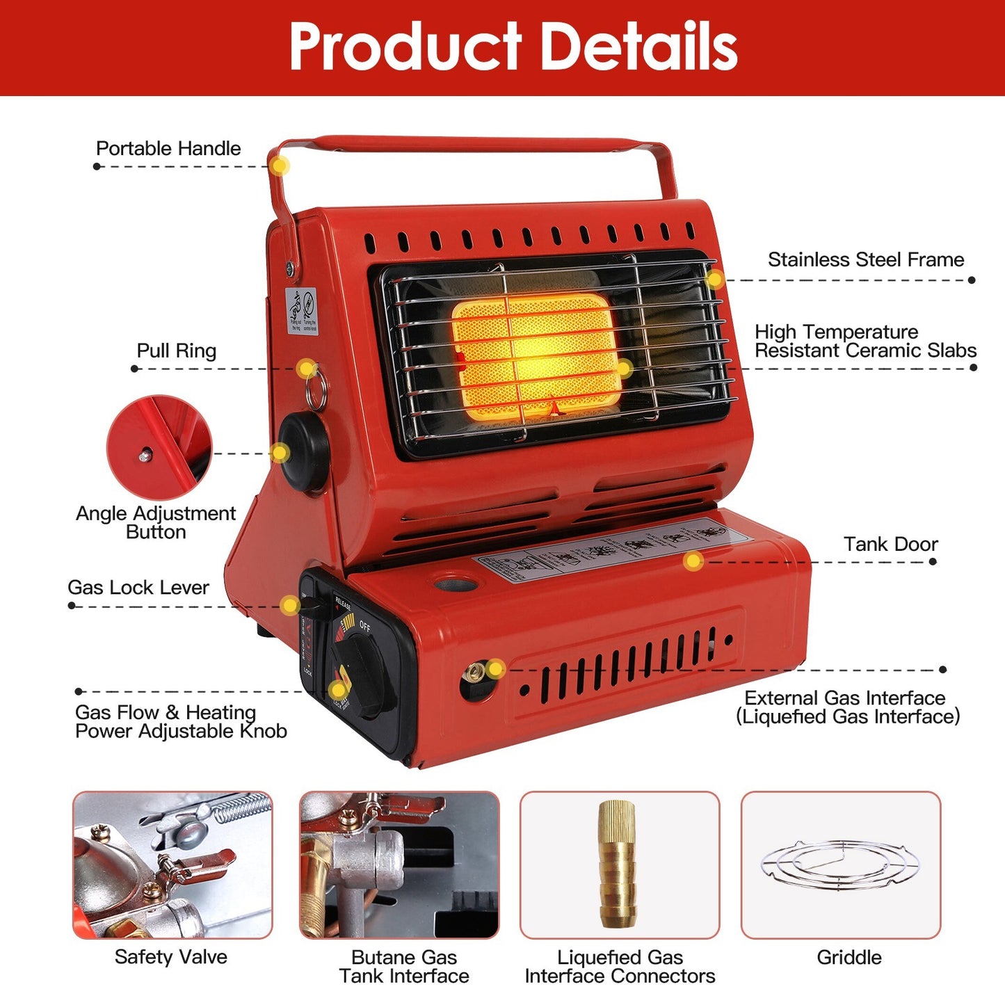 2 In 1 Portable  Outdoor Butane Gas Heater &  Cooking Stove Cooker For Camping Fishing RV