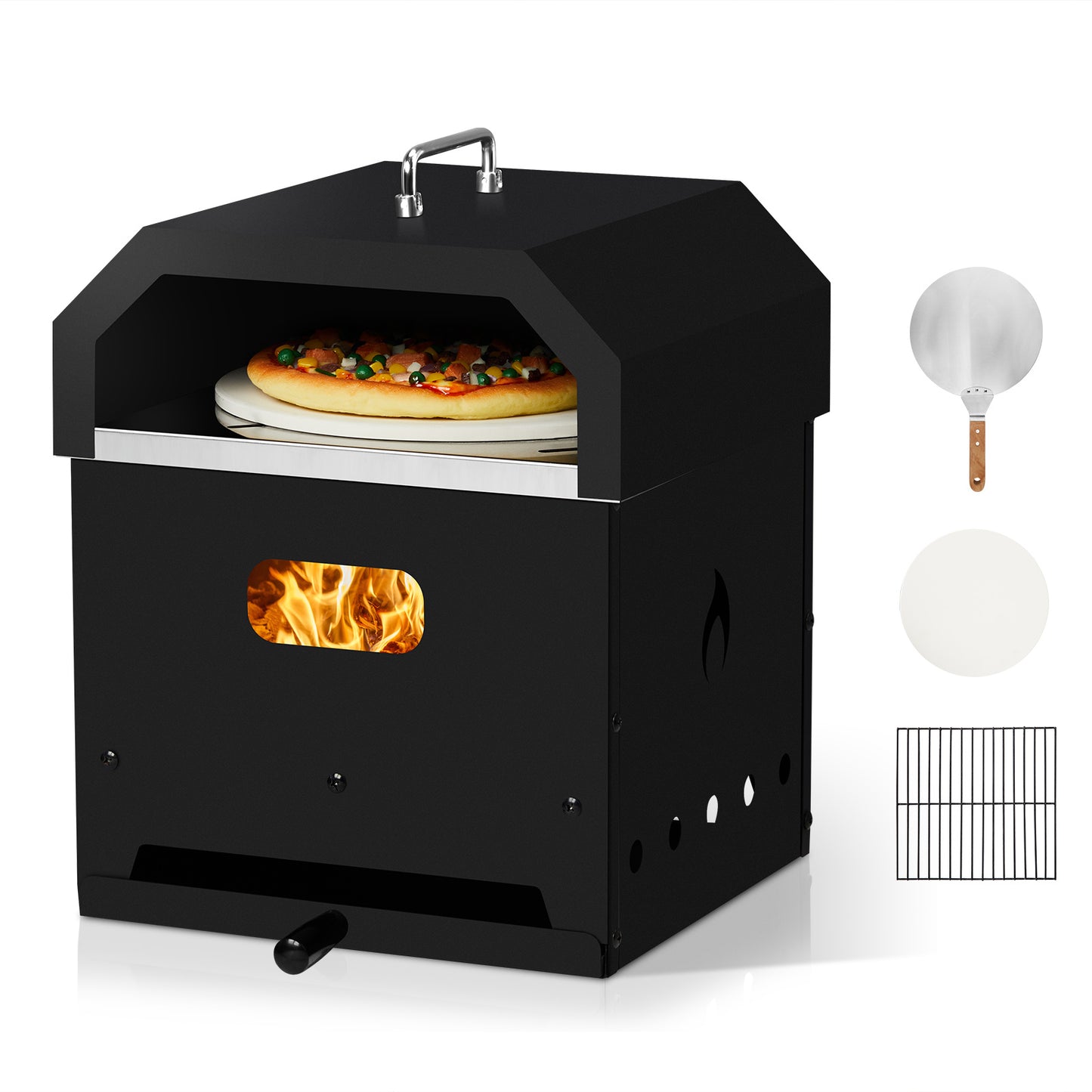 Pizza Oven with Handle, Cast Iron Charcoal Oven.