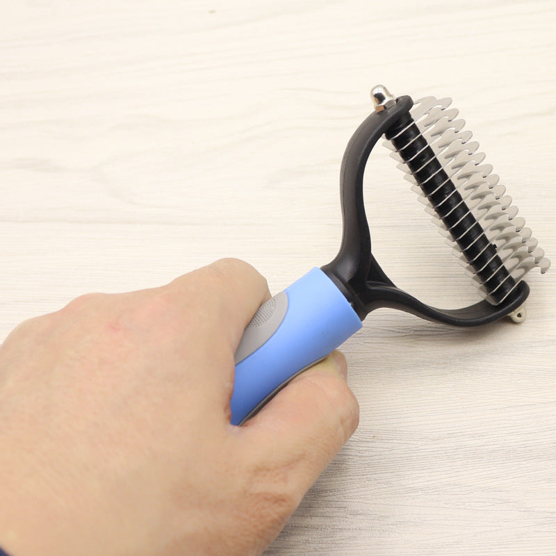 Pet Grooming Comb - Double-Sided Dematting Tool for Long-Haired Dogs