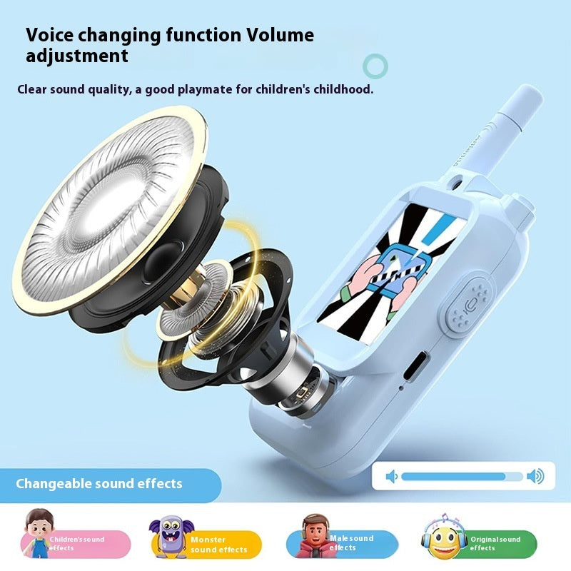 Miniature Wireless Video Walkie-Talkies for Children, Handheld, Two-Pack, Rechargeable.