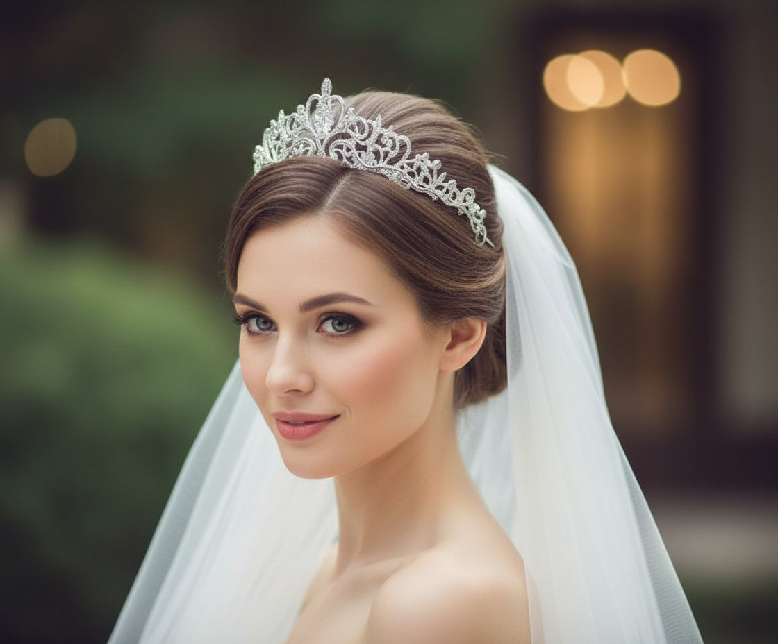 Bridal Butterfly Necklace & Headdress Set - Wedding Jewelry Accessories for Bride