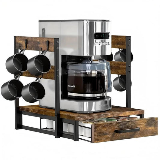 All-in-One Coffee Bar Organizer with Pod Storage and Cup Holder: