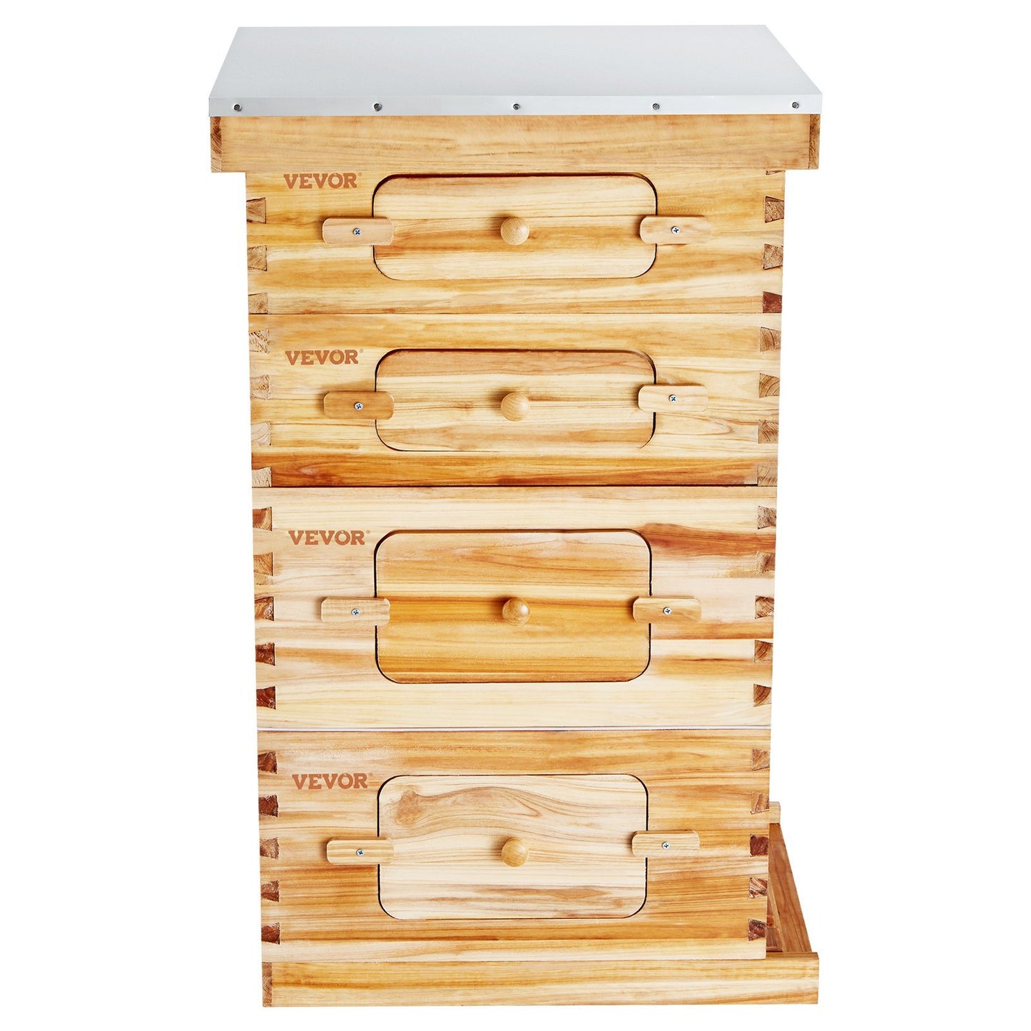 The Bee Hive 40 Frame Starter Kit includes beeswax-coated cedar wood, two deep, and two medium bee boxes.