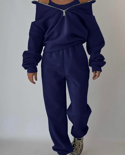 Sportswear Long Sleeve Sweatshirt And Trousers For Spring Fall Women's Clothing