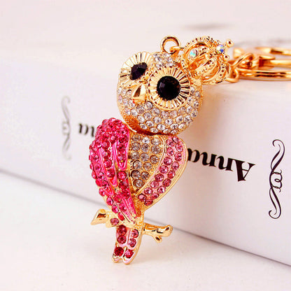 Creative Cartoon Diamond  Owl Car Keychain Pendant