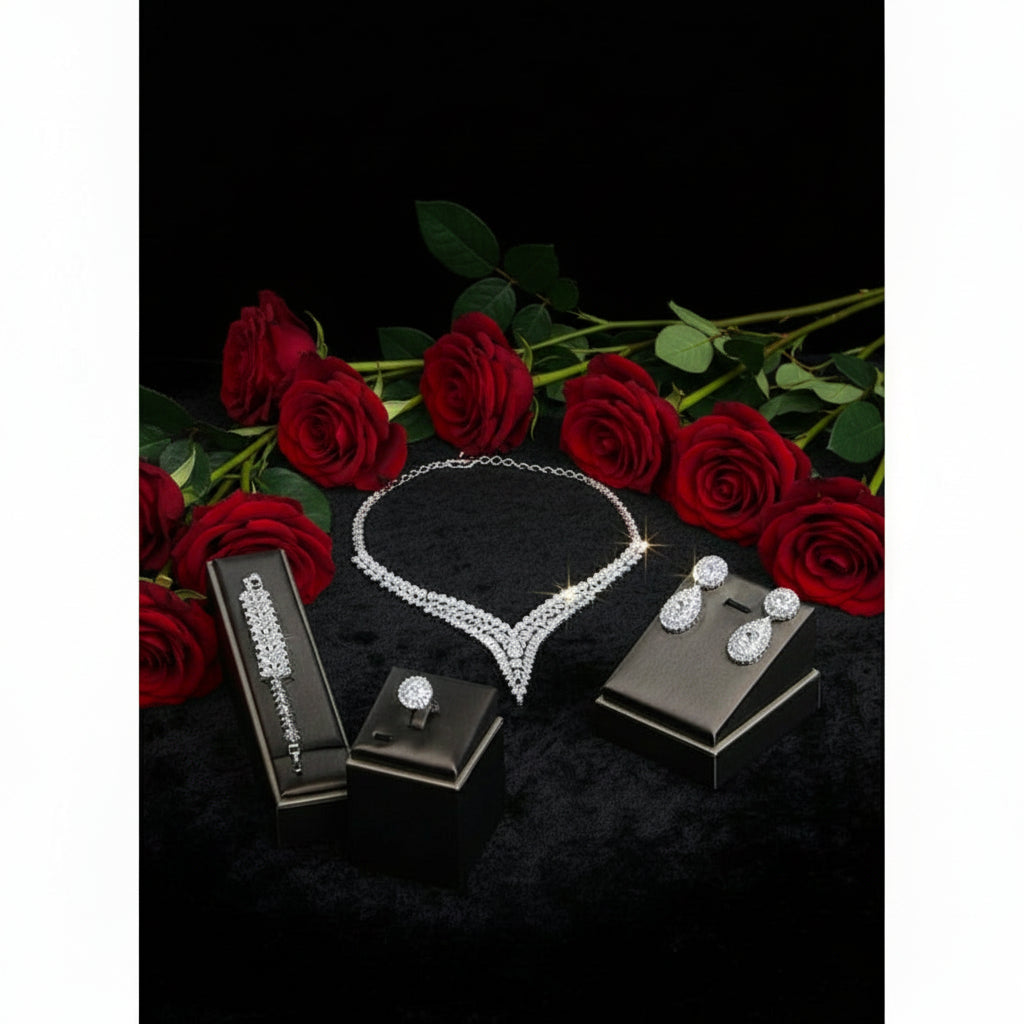 Suit Shiny Zircon Dinner Dress Accessories Four-piece Set