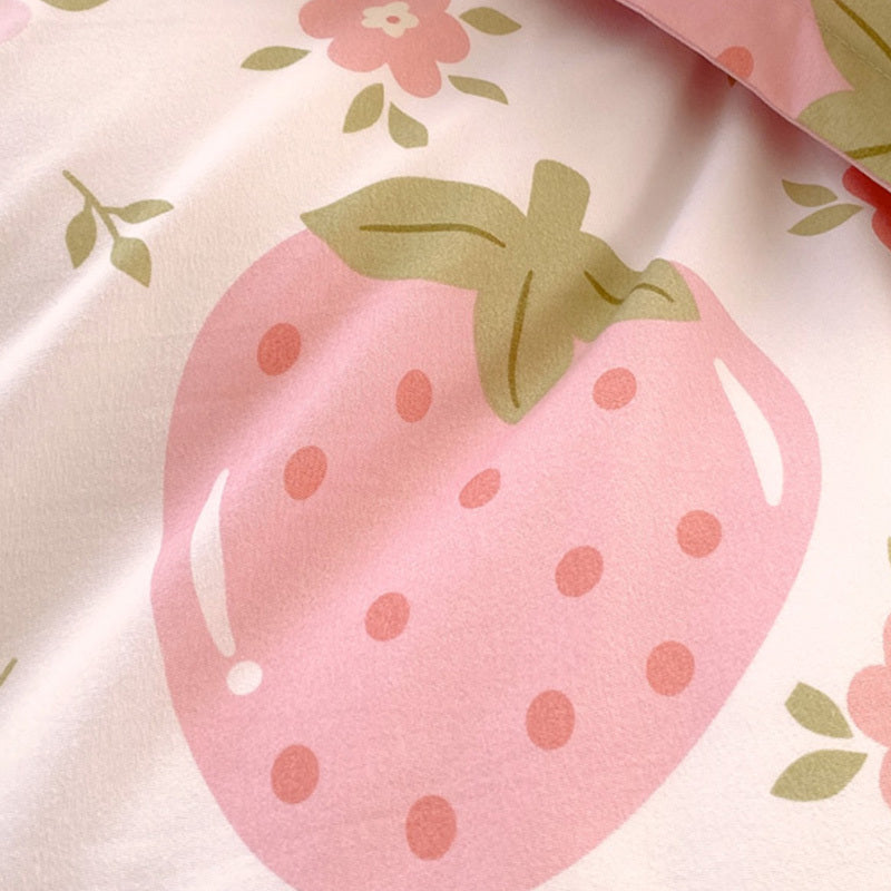 3 Piece Strawberry Duvet Cover Set Strawberry Print Bedding