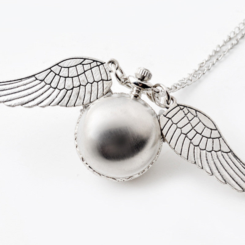 Harry Potter Golden Snitch Necklace - Quidditch Pocket Watch Pendant for Fans