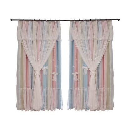 Nordic Simple Hollow Star Princess Wind Bedroom Curtains ✨