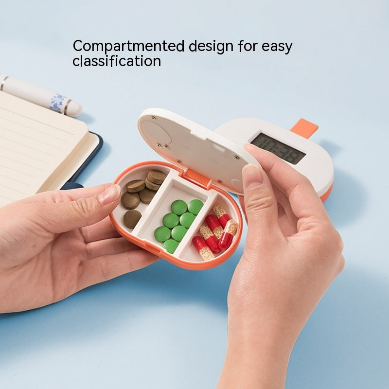 Portable Electronic Pillbox with Intelligent Timing Reminder.
