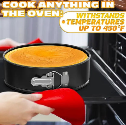 3-Piece Non-Stick Springform Cake Pan Set (4'', 7'', 9'') with 60 Parchment Papers"